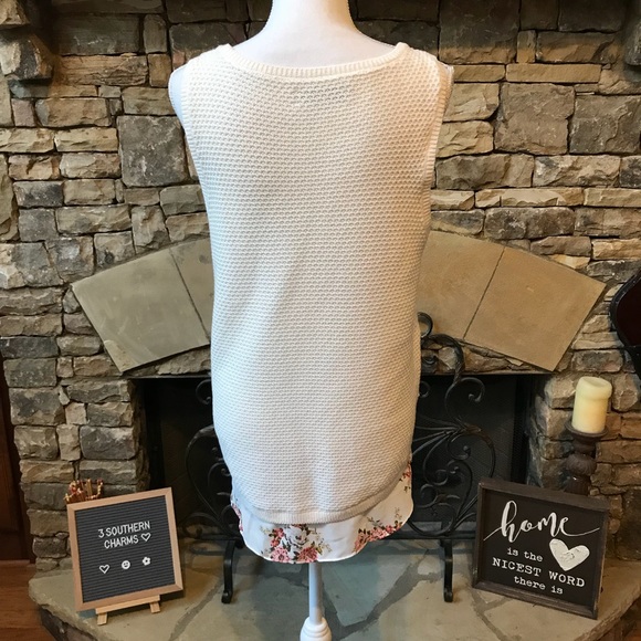 NWOT LOFT Floral Mixed Media Sweater Tank Large - Picture 3 of 6